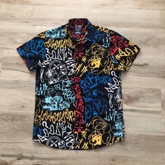 Phat Farm x Popeye Multicolor Graffiti Button Down Shirt - Picture 2 of 7